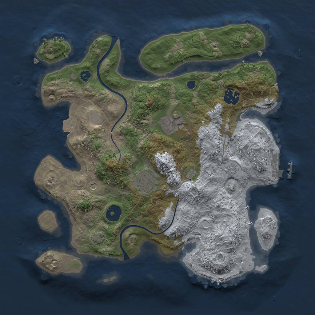 Rust Map: Procedural Map, Size: 3000, Seed: 899050, 8 Monuments