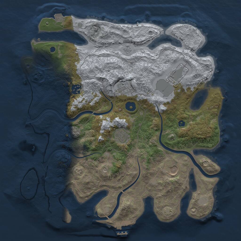 Rust Map: Procedural Map, Size: 3550, Seed: 704298, 12 Monuments