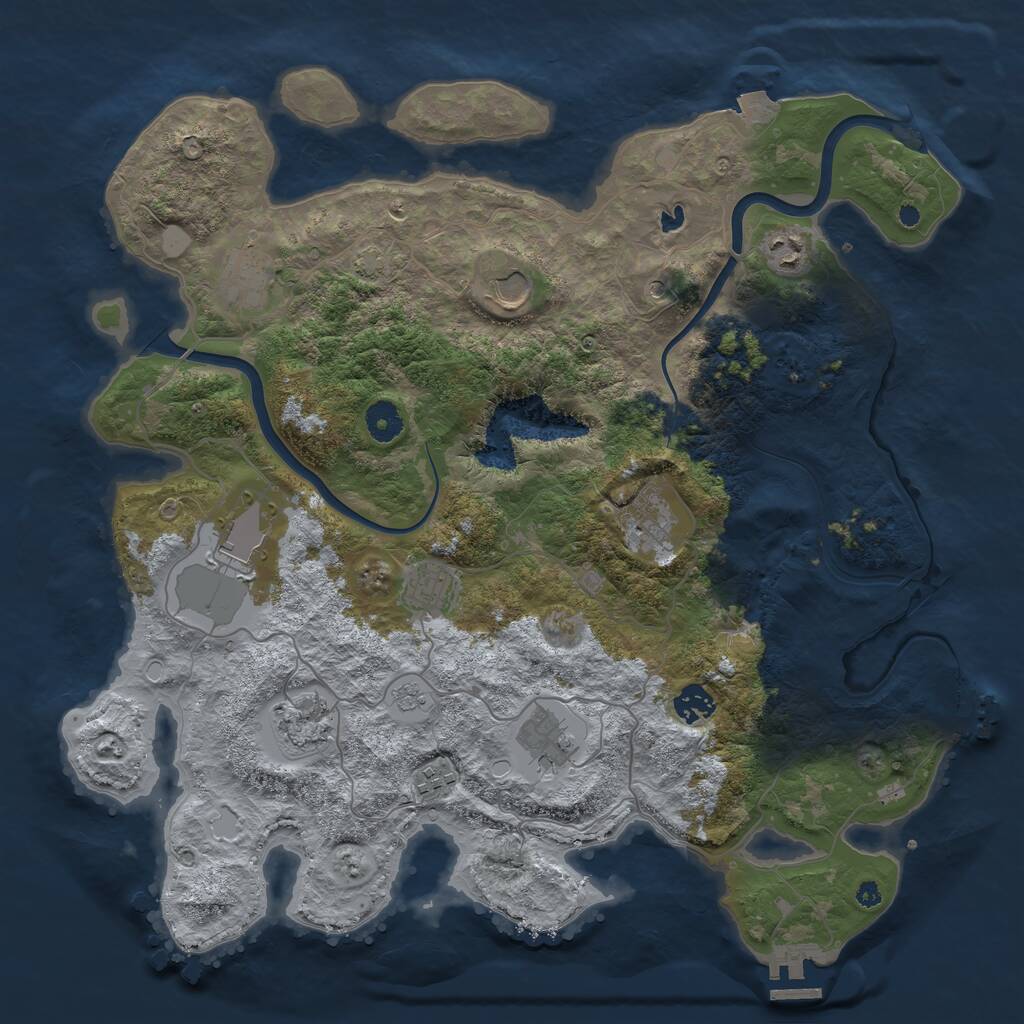 Rust Map: Procedural Map, Size: 4000, Seed: 7, 16 Monuments