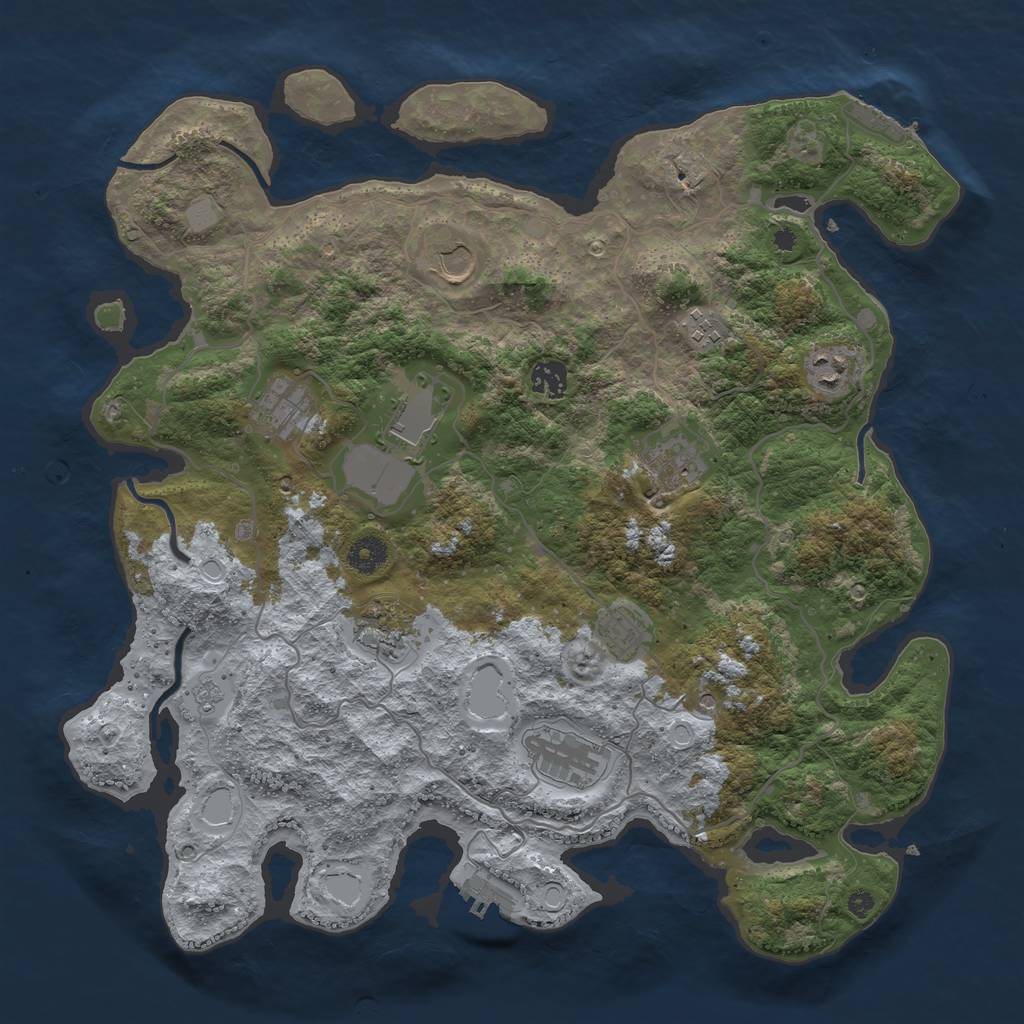 Rust Map: Procedural Map, Size: 4000, Seed: 7, 17 Monuments