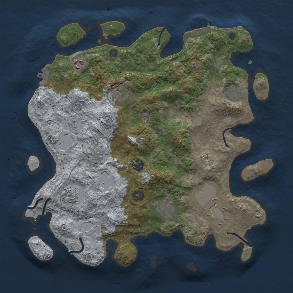 Rust Map: Procedural Map, Size: 3700, Seed: 2105615434, 15 Monuments