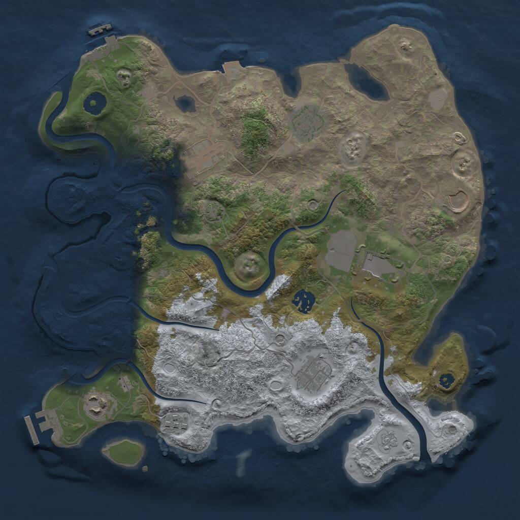 Rust Map: Procedural Map, Size: 3500, Seed: 1073527322, 14 Monuments