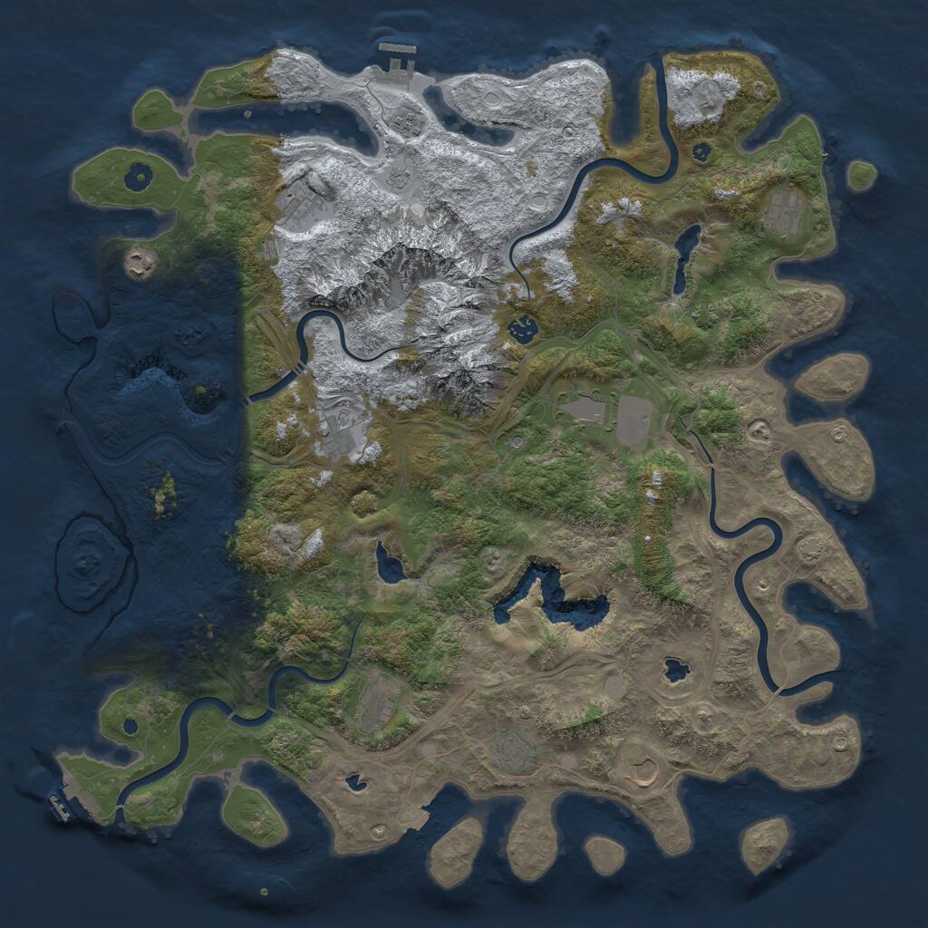 Rust Map: Procedural Map, Size: 5000, Seed: 793197, 16 Monuments