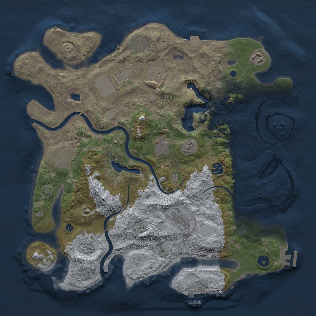 Rust Map: Procedural Map, Size: 4000, Seed: 428812, 16 Monuments