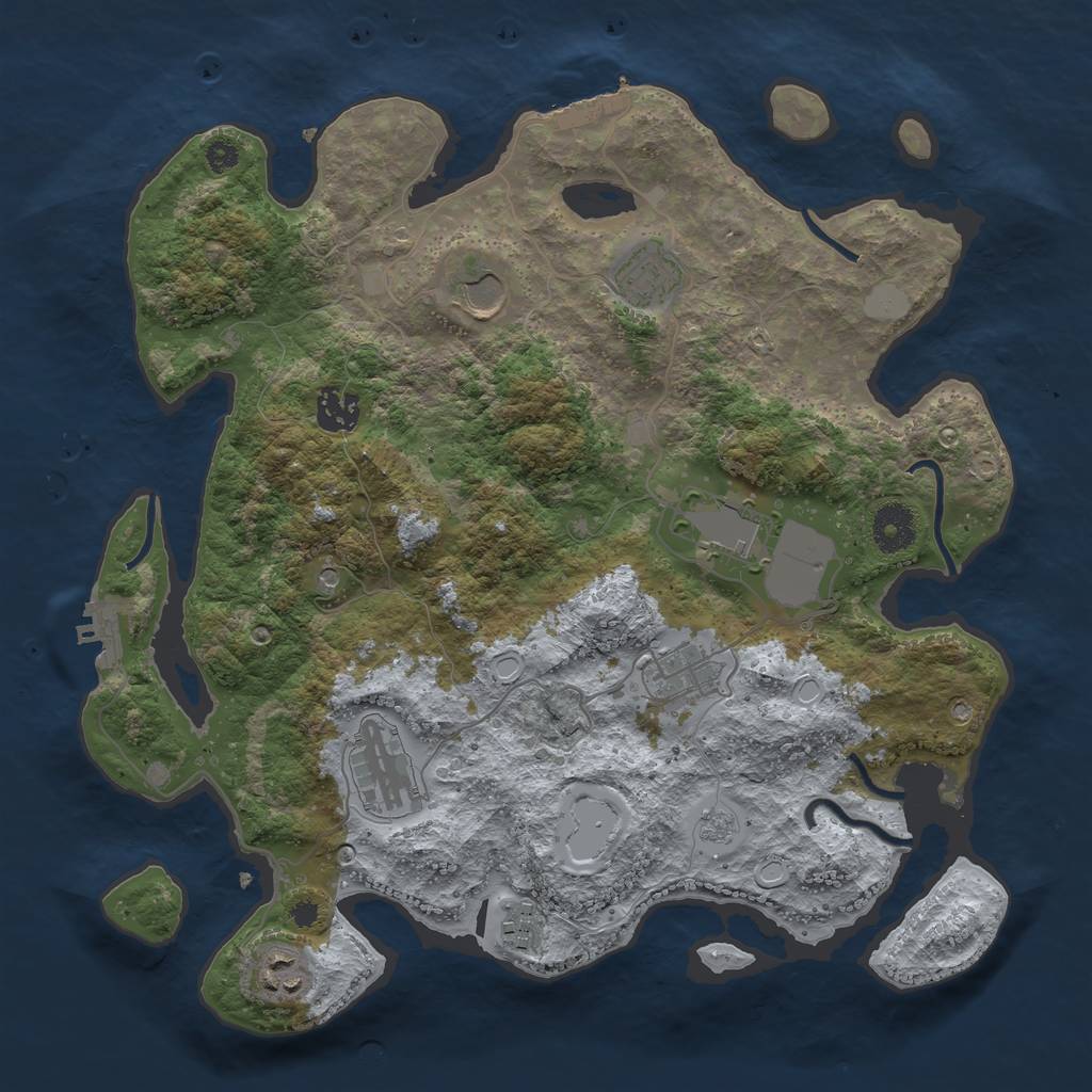 Rust Map: Procedural Map, Size: 3550, Seed: 227690, 15 Monuments