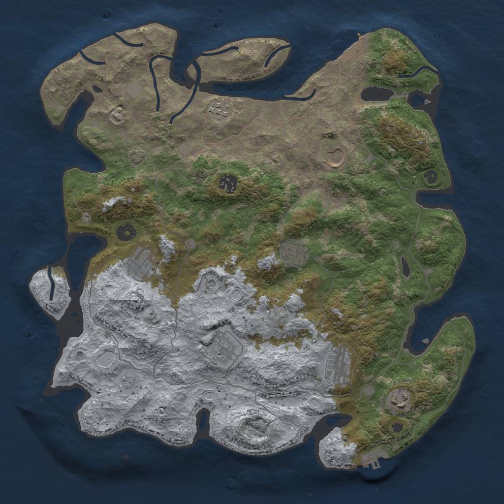 Rust Map: Procedural Map, Size: 4000, Seed: 45678934, 16 Monuments