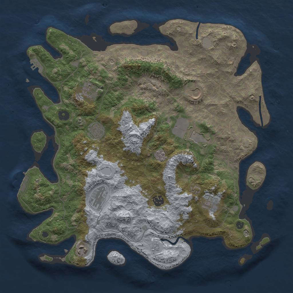 Rust Map: Procedural Map, Size: 4000, Seed: 858202, 17 Monuments