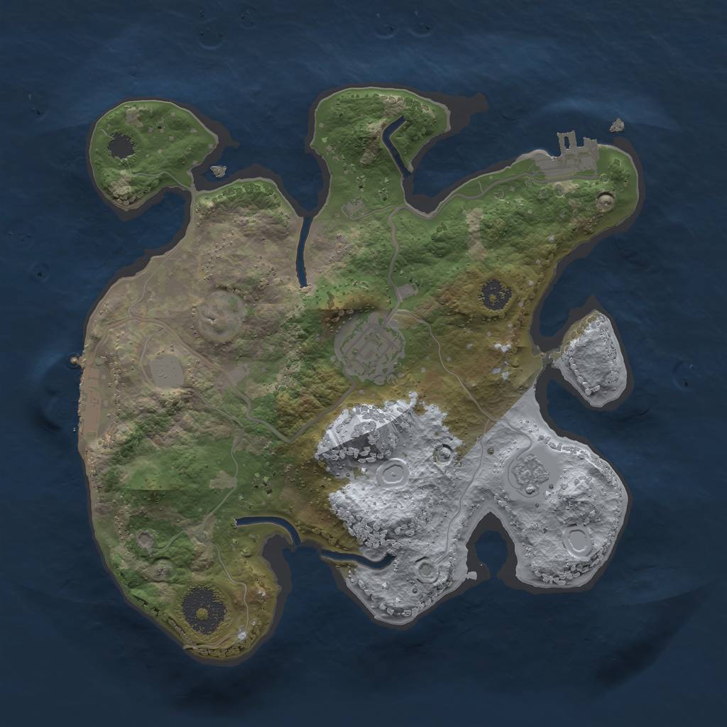 Rust Map: Procedural Map, Size: 2500, Seed: 564746, 7 Monuments