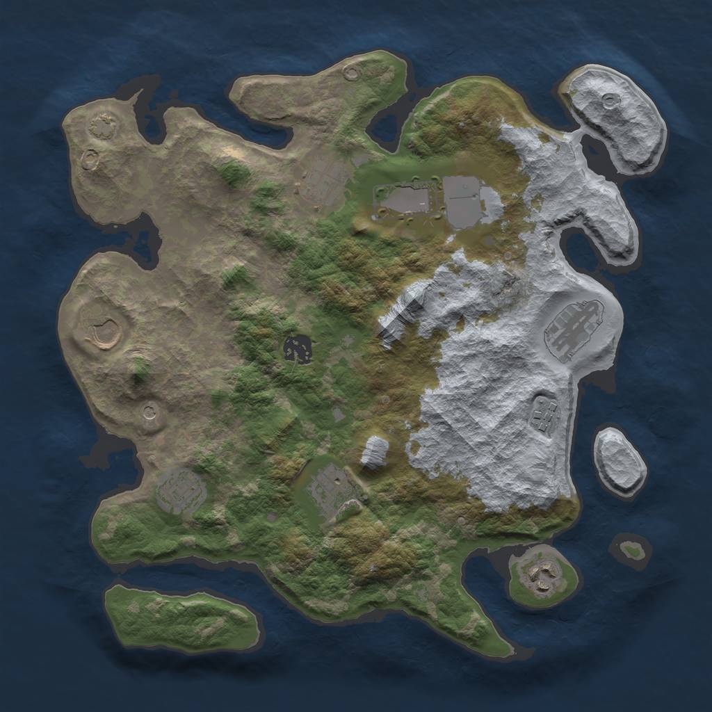 Rust Map: Barren, Size: 3500, Seed: 132553, 13 Monuments
