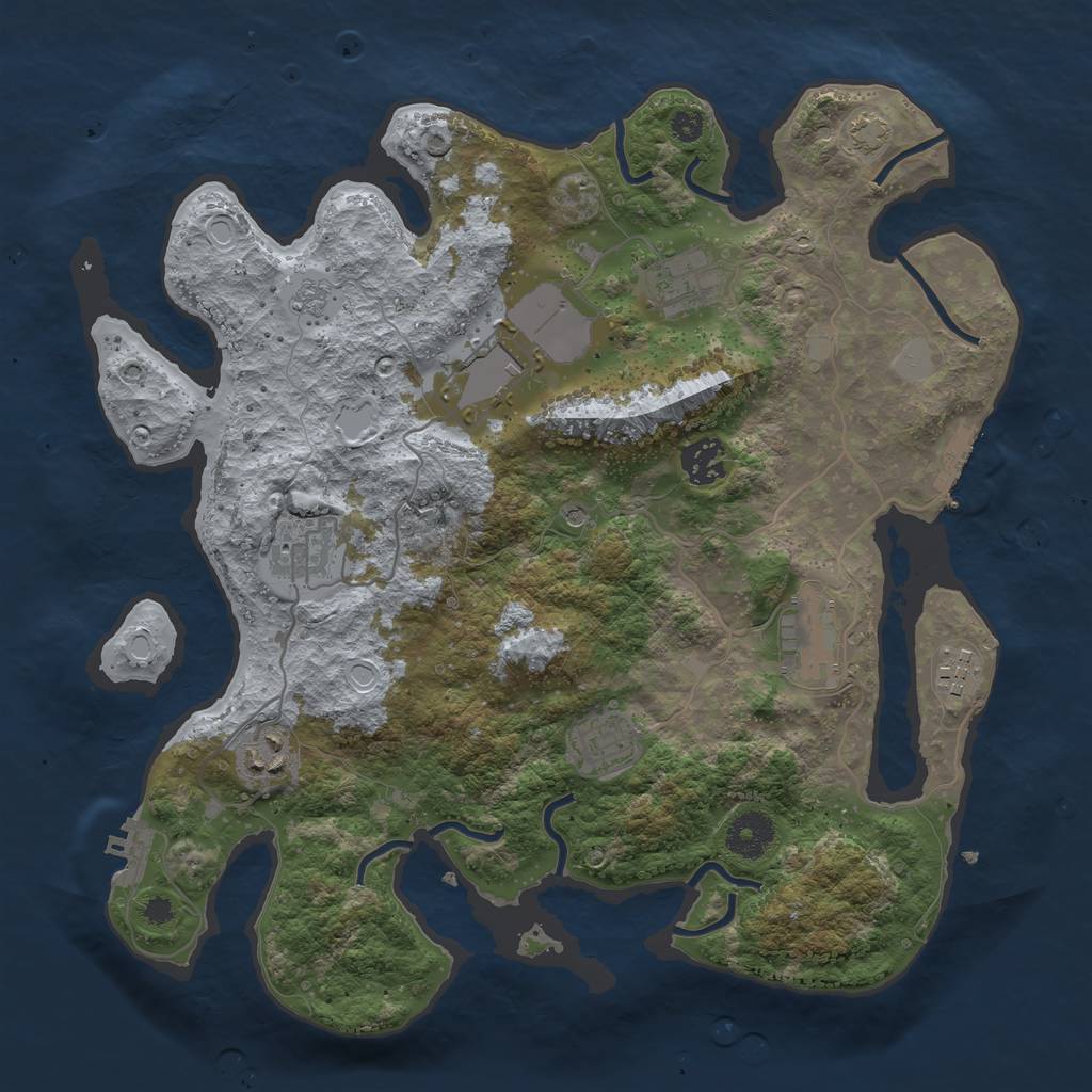Rust Map: Procedural Map, Size: 3500, Seed: 654235971, 16 Monuments
