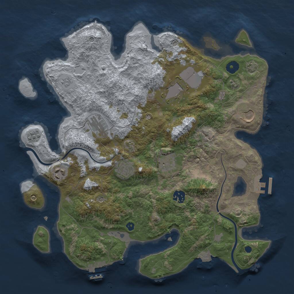 Rust Map: Procedural Map, Size: 3550, Seed: 54873, 14 Monuments