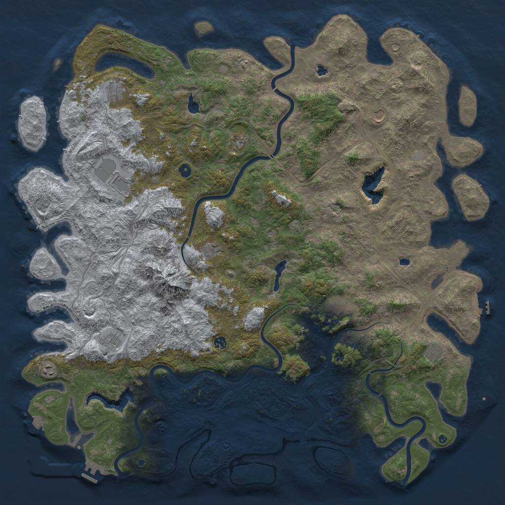 Rust Map: Procedural Map, Size: 6000, Seed: 123456, 17 Monuments