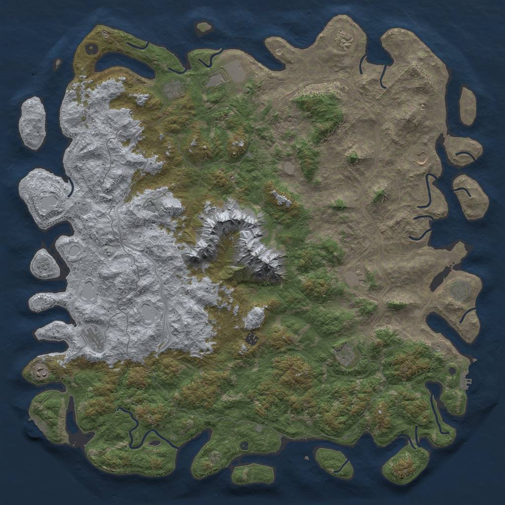 Rust Map: Procedural Map, Size: 6000, Seed: 123456, 18 Monuments