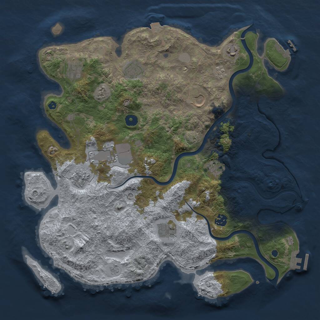 Rust Map: Procedural Map, Size: 3950, Seed: 1259623286, 16 Monuments