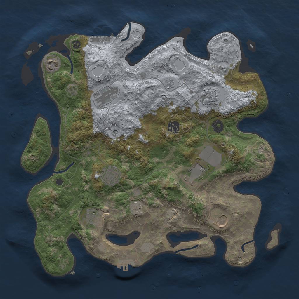 Rust Map: Procedural Map, Size: 3600, Seed: 1205300823, 16 Monuments