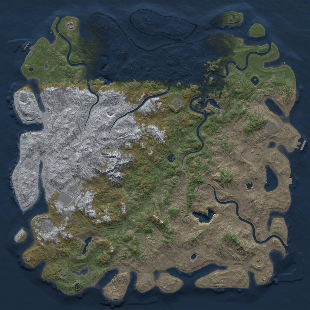 Rust Map: Procedural Map, Size: 6000, Seed: 654321, 17 Monuments