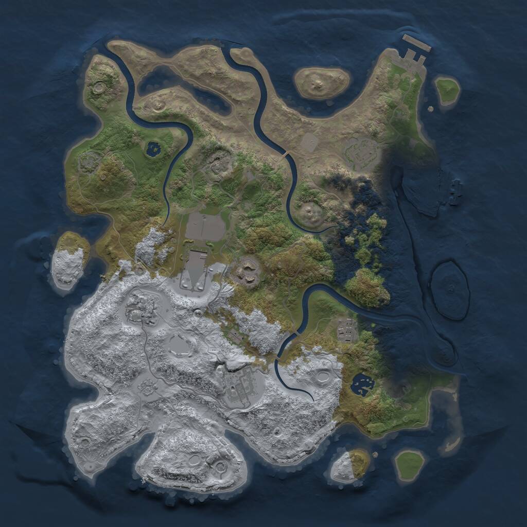 Rust Map: Procedural Map, Size: 3550, Seed: 718572, 13 Monuments