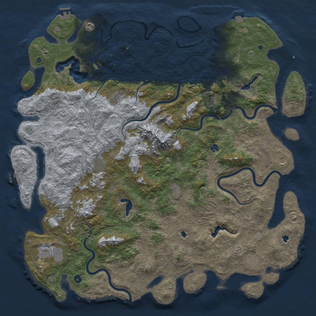 Rust Map: Procedural Map, Size: 6000, Seed: 130779, 17 Monuments