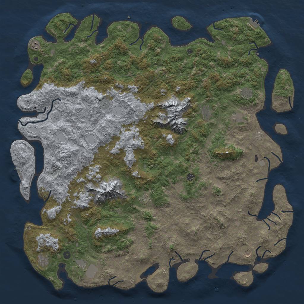 Rust Map: Procedural Map, Size: 6000, Seed: 130779, 18 Monuments