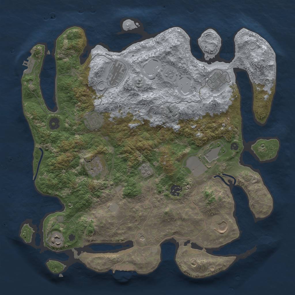 Rust Map: Procedural Map, Size: 3800, Seed: 47567472, 16 Monuments