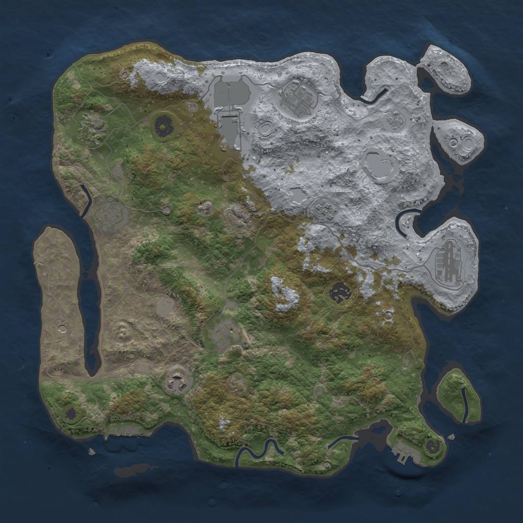 Rust Map: Procedural Map, Size: 3850, Seed: 1022841231, 16 Monuments