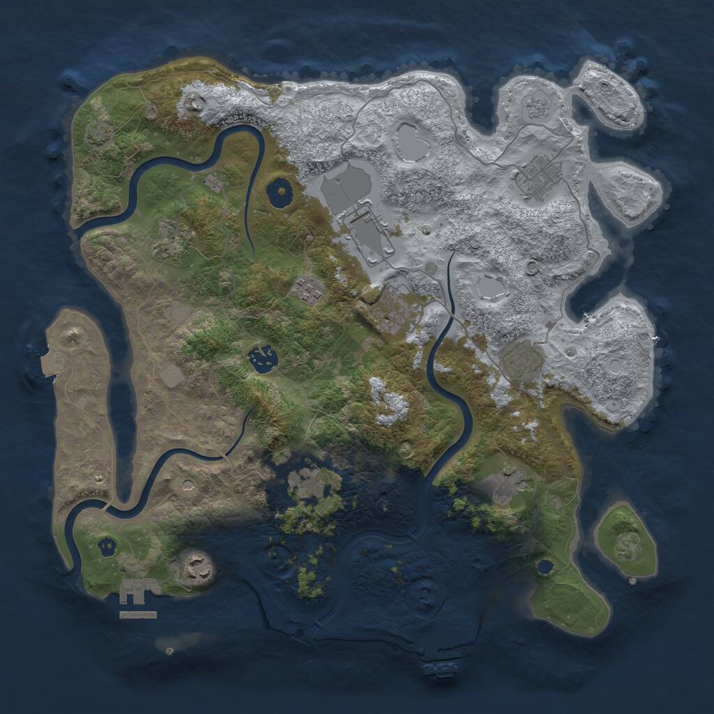 Rust Map: Procedural Map, Size: 3850, Seed: 1022841231, 16 Monuments