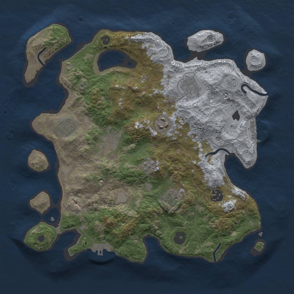 Rust Map: Procedural Map, Size: 3450, Seed: 123, 14 Monuments