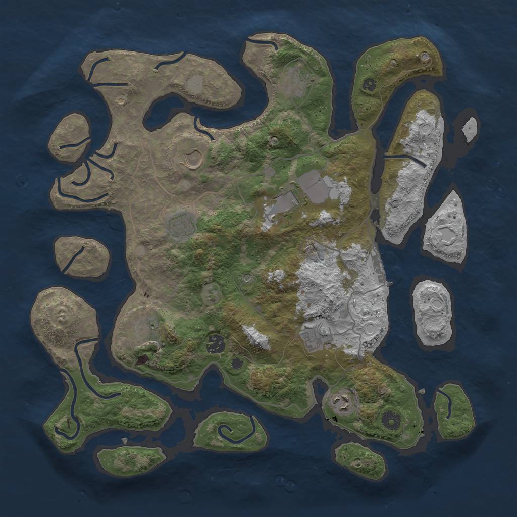 Rust Map: Procedural Map, Size: 4000, Seed: 696969, 15 Monuments