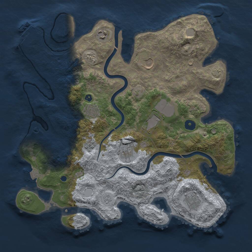 Rust Map: Procedural Map, Size: 3550, Seed: 302524, 12 Monuments
