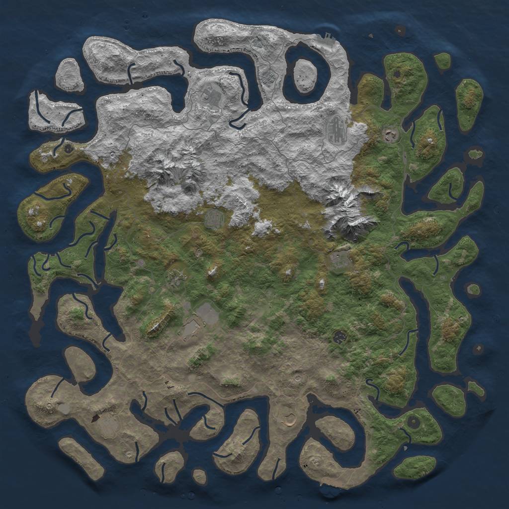 Rust Map: Procedural Map, Size: 6000, Seed: 1234, 19 Monuments