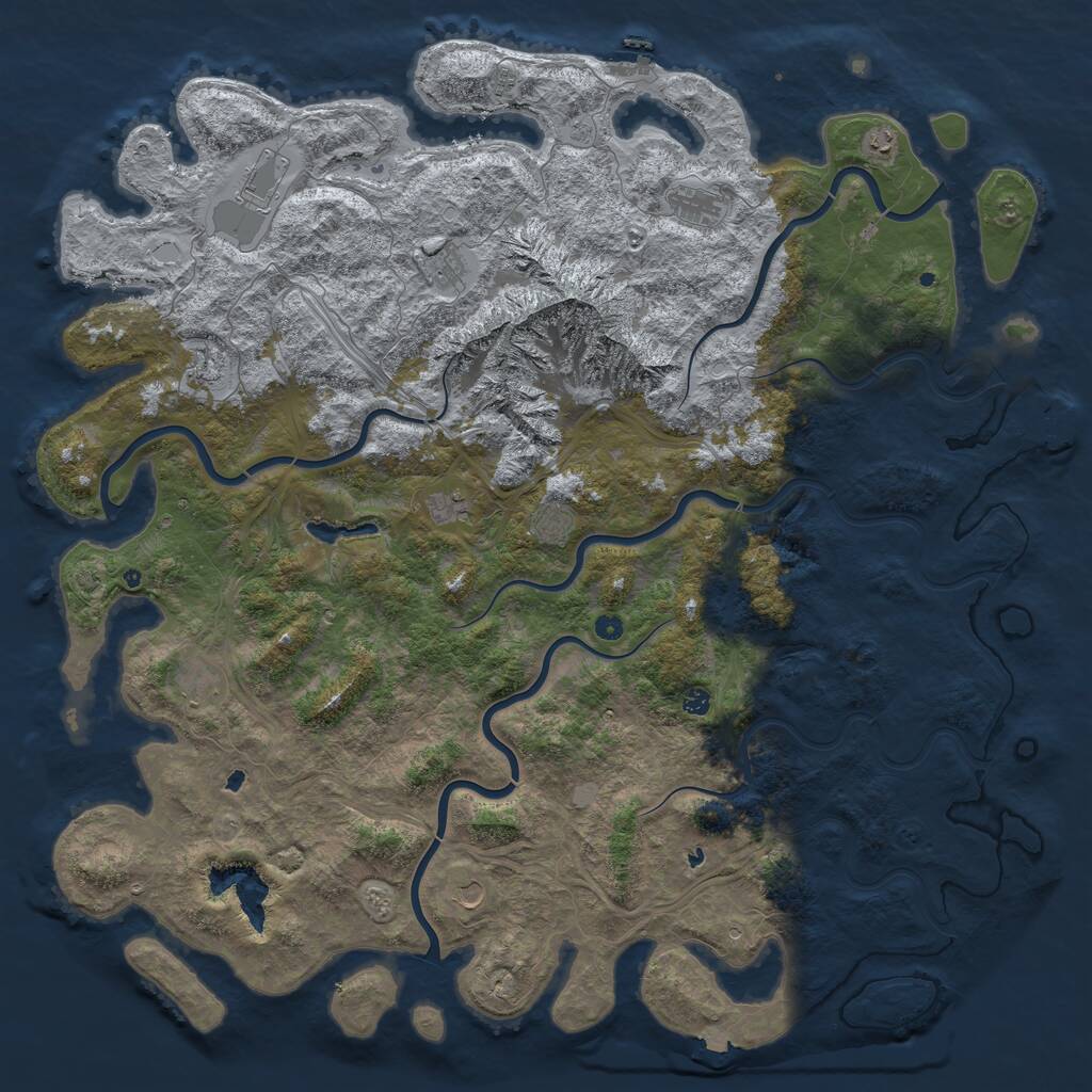 Rust Map: Procedural Map, Size: 6000, Seed: 1234, 17 Monuments