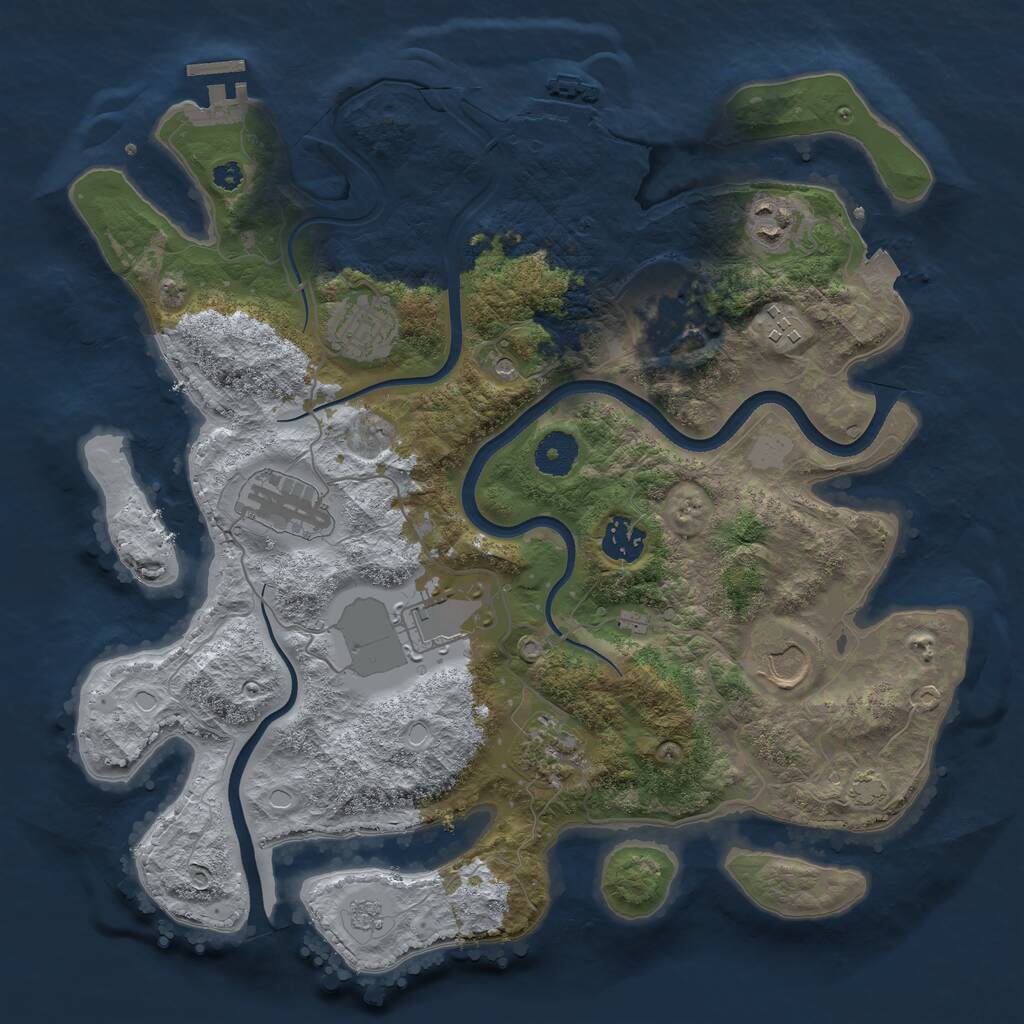 Rust Map: Procedural Map, Size: 3550, Seed: 362056, 15 Monuments