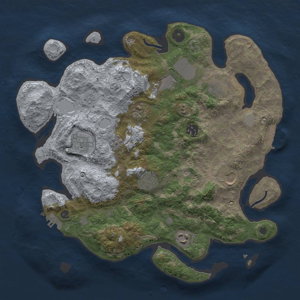 Rust Map: Procedural Map, Size: 3550, Seed: 615773, 16 Monuments