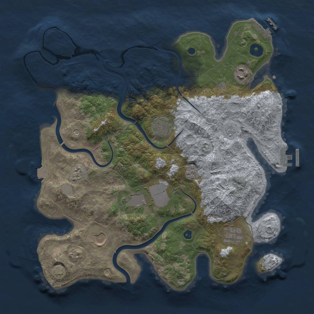 Rust Map: Procedural Map, Size: 3550, Seed: 279598, 12 Monuments