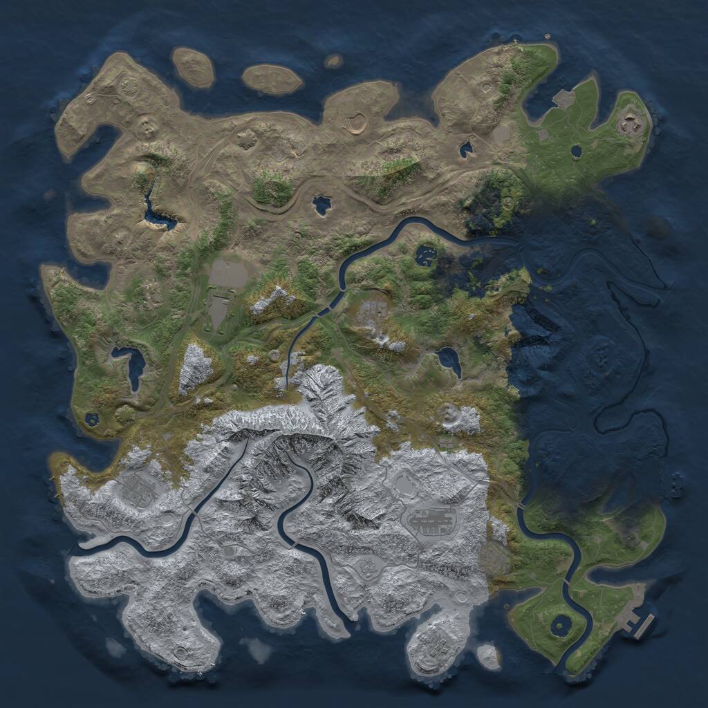 Rust Map: Procedural Map, Size: 5000, Seed: 800845, 16 Monuments