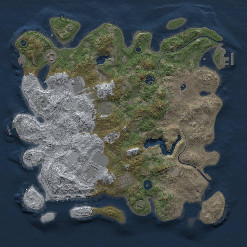 Rust Map: Procedural Map, Size: 4000, Seed: 398985141, 13 Monuments