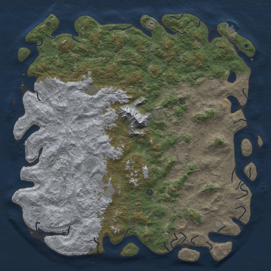 Rust Map: Procedural Map, Size: 6000, Seed: 640634825, 18 Monuments