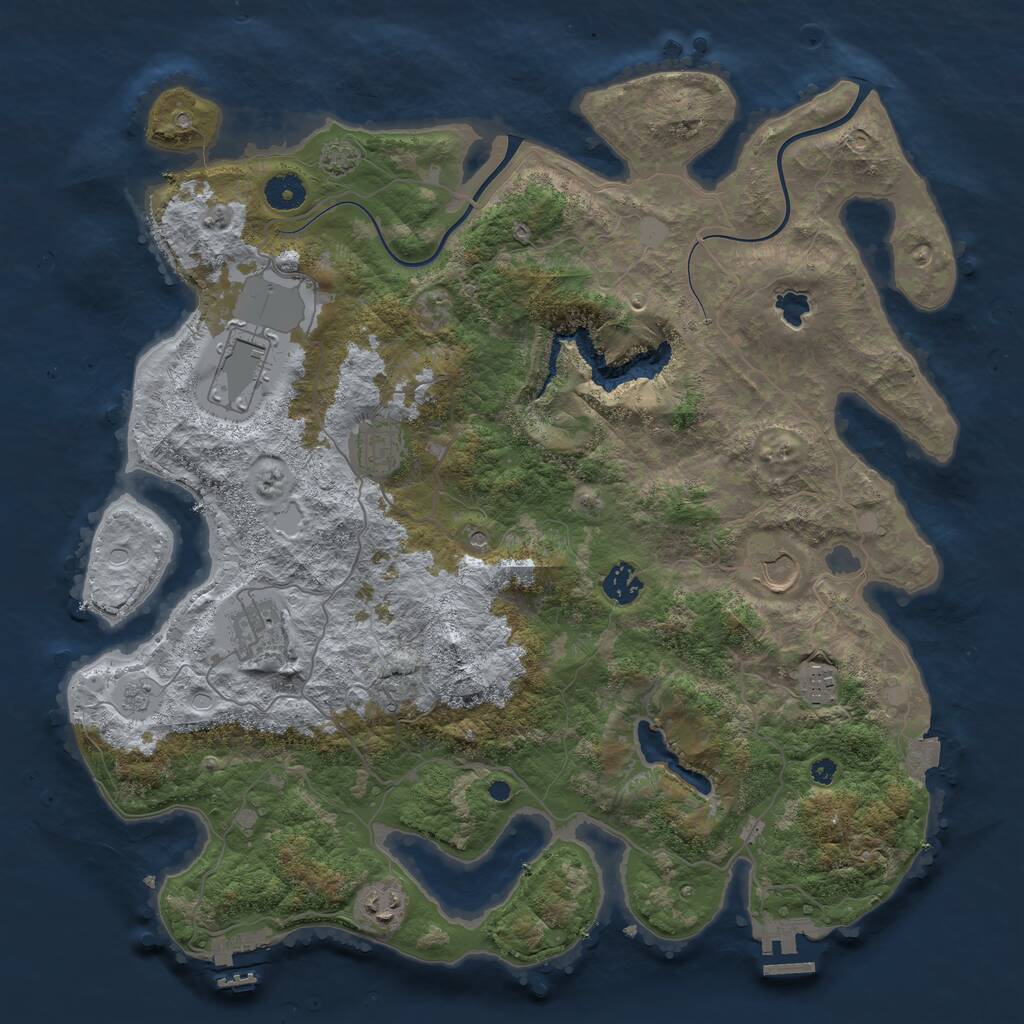 Rust Map: Procedural Map, Size: 4000, Seed: 148892, 13 Monuments