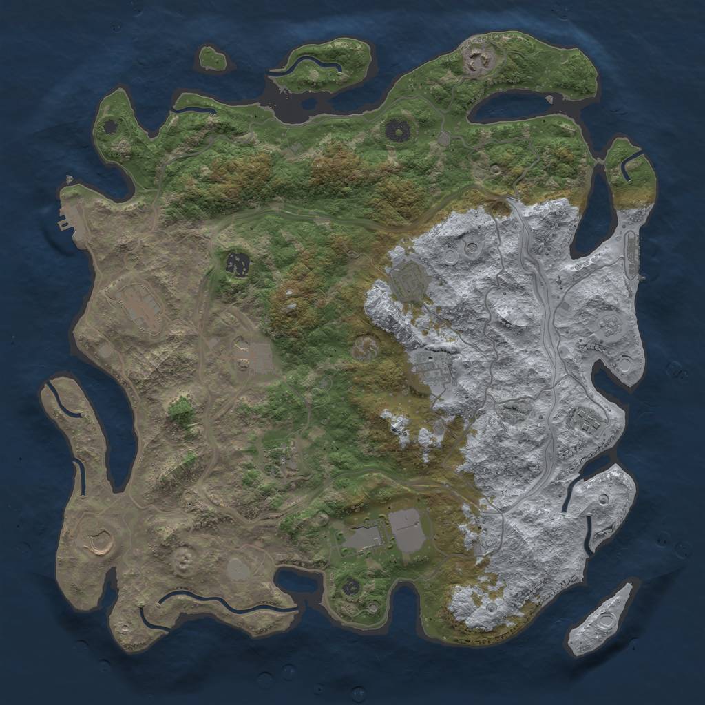 Rust Map: Procedural Map, Size: 4250, Seed: 779583410, 17 Monuments