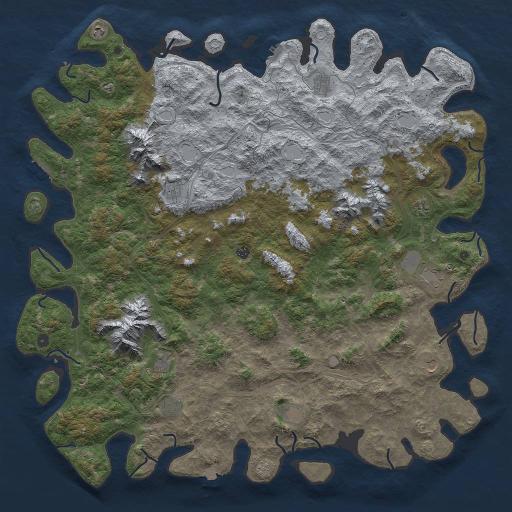 Rust Map: Procedural Map, Size: 6000, Seed: 1, 19 Monuments