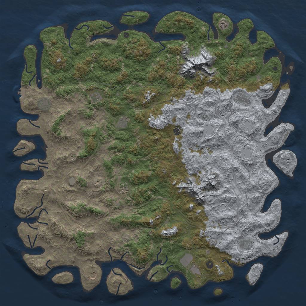 Rust Map: Procedural Map, Size: 6000, Seed: 73489329, 18 Monuments