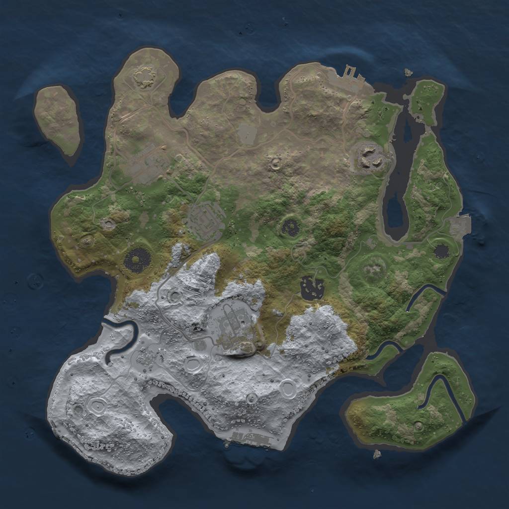 Rust Map: Procedural Map, Size: 3000, Seed: 2147483647, 12 Monuments