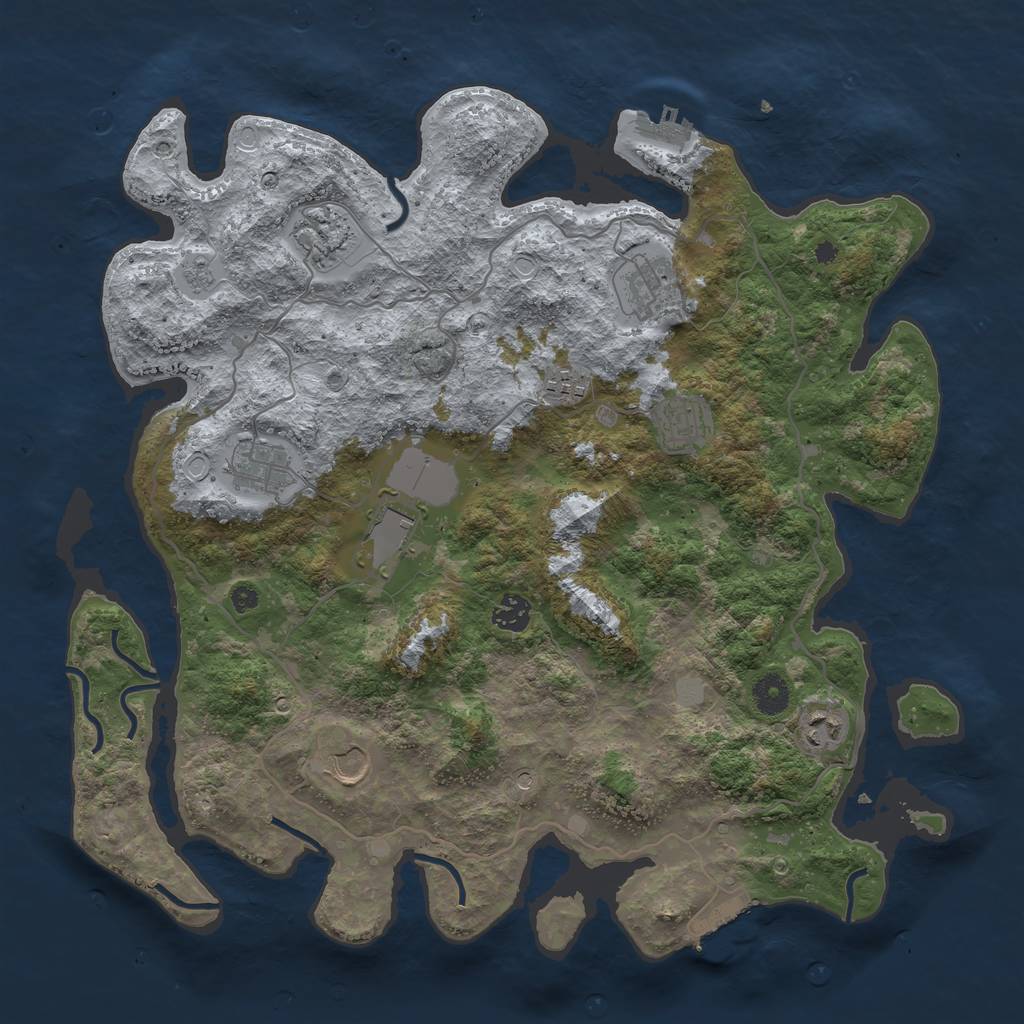Rust Map: Procedural Map, Size: 4000, Seed: 273398, 16 Monuments