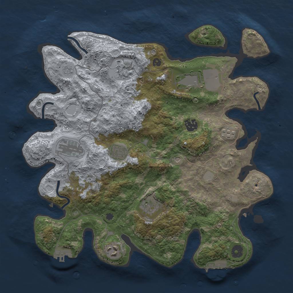 Rust Map: Procedural Map, Size: 3500, Seed: 742633432, 15 Monuments