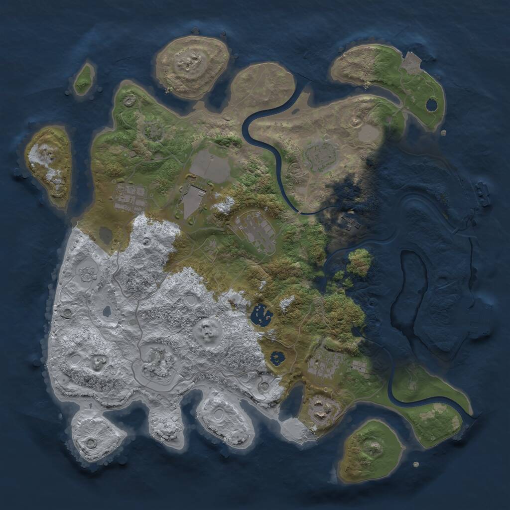Rust Map: Procedural Map, Size: 3550, Seed: 738609, 15 Monuments