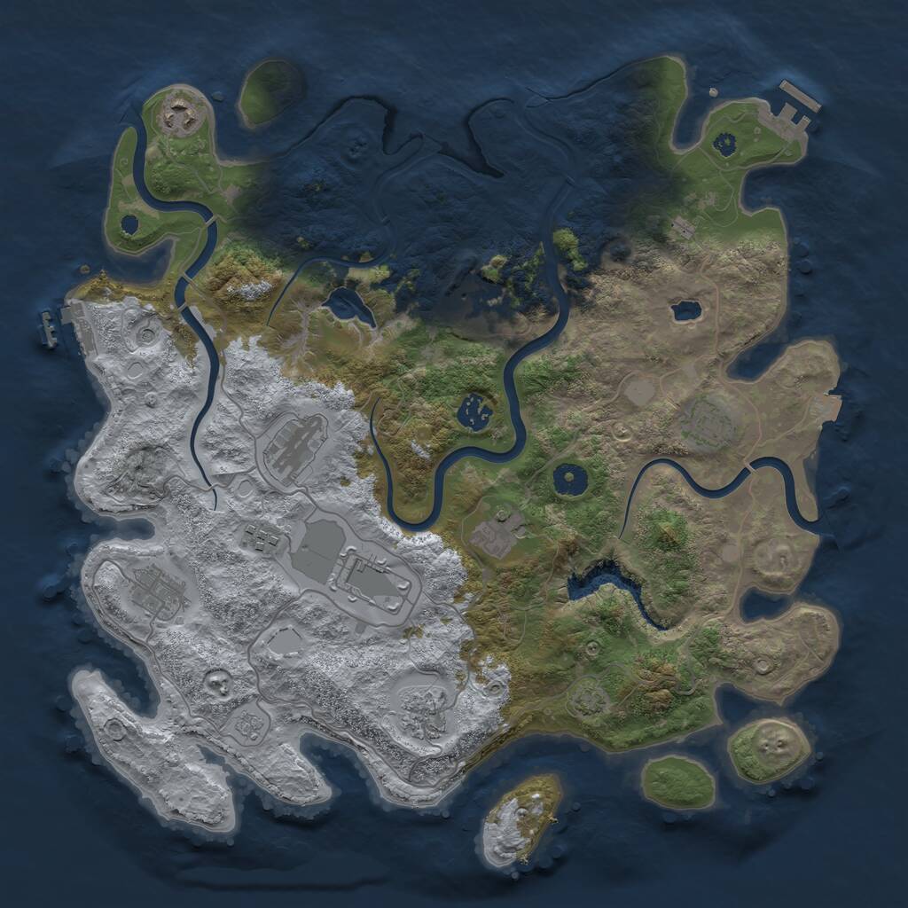 Rust Map: Procedural Map, Size: 4000, Seed: 434471, 16 Monuments
