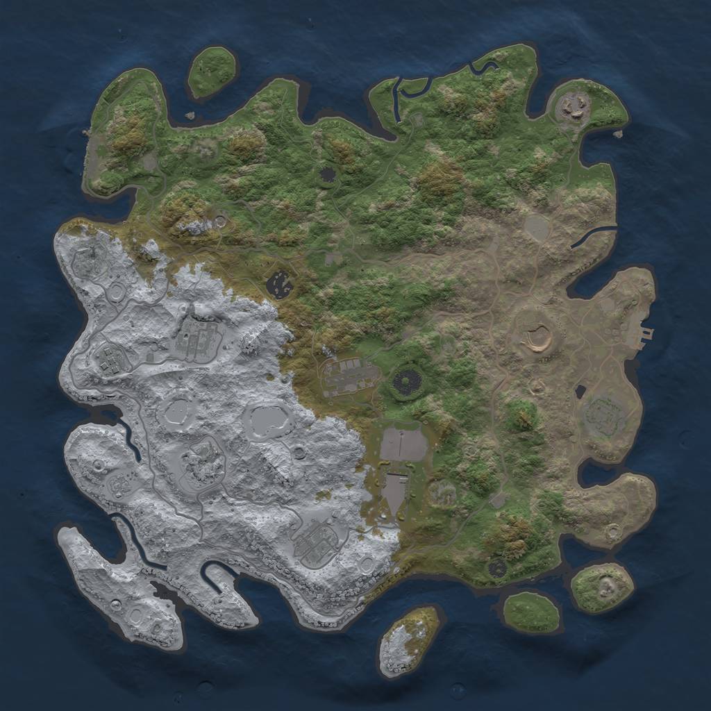 Rust Map: Procedural Map, Size: 4000, Seed: 434471, 17 Monuments