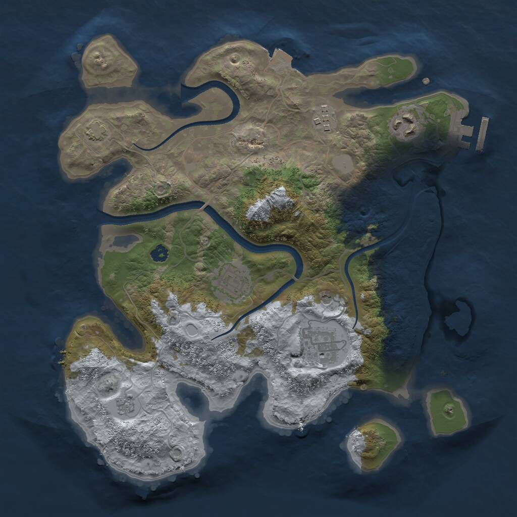 Rust Map: Procedural Map, Size: 3000, Seed: 1284058130, 9 Monuments
