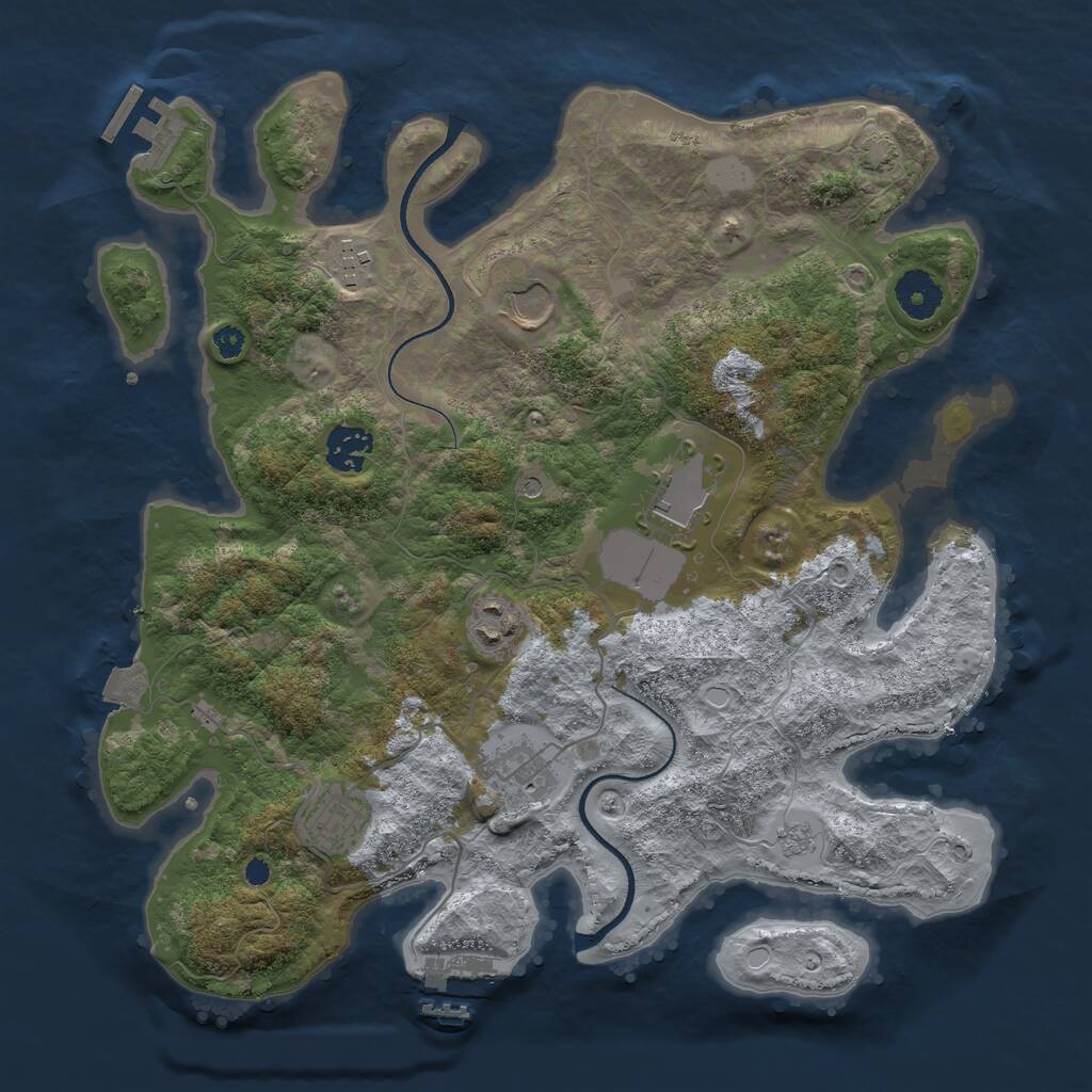 Rust Map: Procedural Map, Size: 3500, Seed: 182736372, 13 Monuments