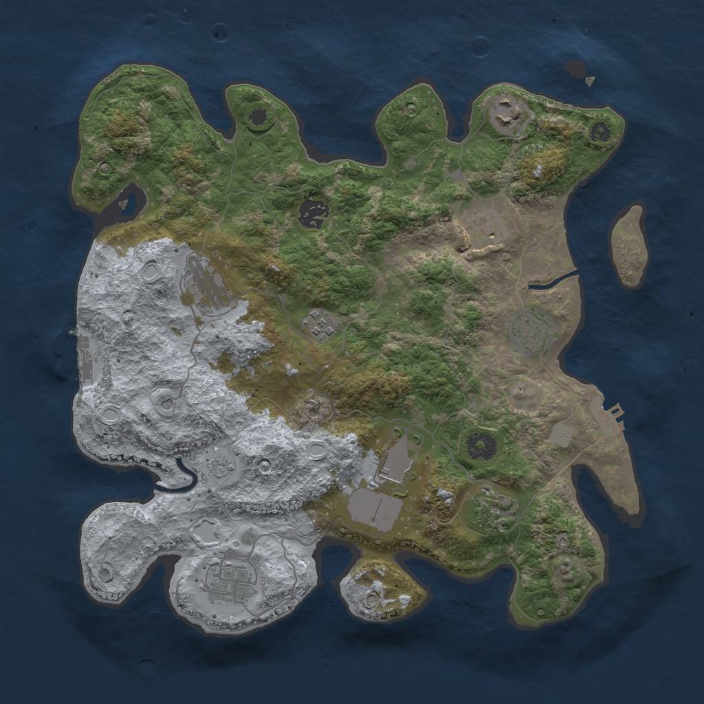 Rust Map: Procedural Map, Size: 3550, Seed: 528808, 16 Monuments